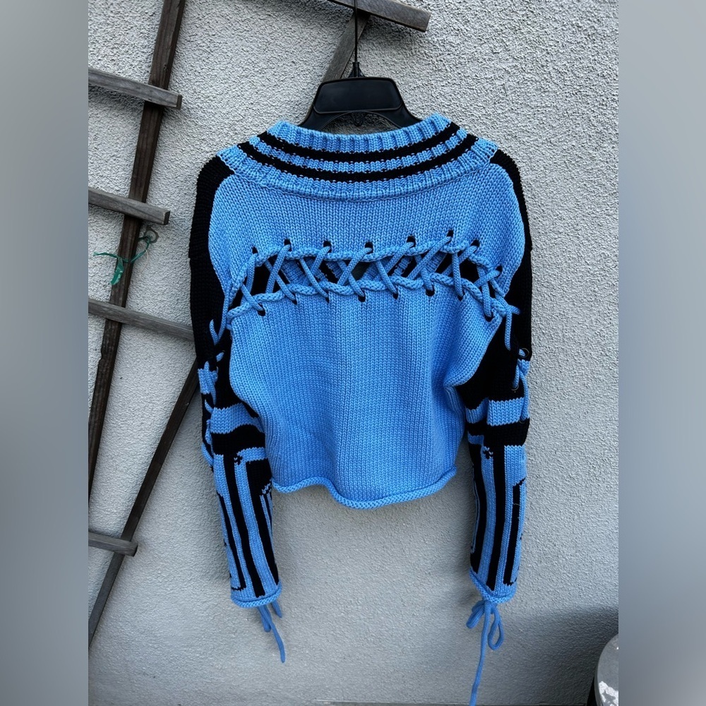 H&M Studio Collection Chunky Knit Sweater Black/Blue - Picture 12 of 14
